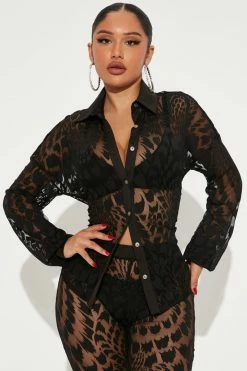 Fashion Nova Legging Sets Veronica Lace Pant Set - Black