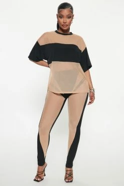 Fashion Nova Into You Mesh Legging Set - Black Legging Sets