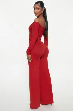 Fashion Nova Wide Leg Sets Weekend Lounging Pant Set - Marsala