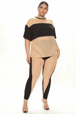 Fashion Nova Into You Mesh Legging Set - Black Legging Sets