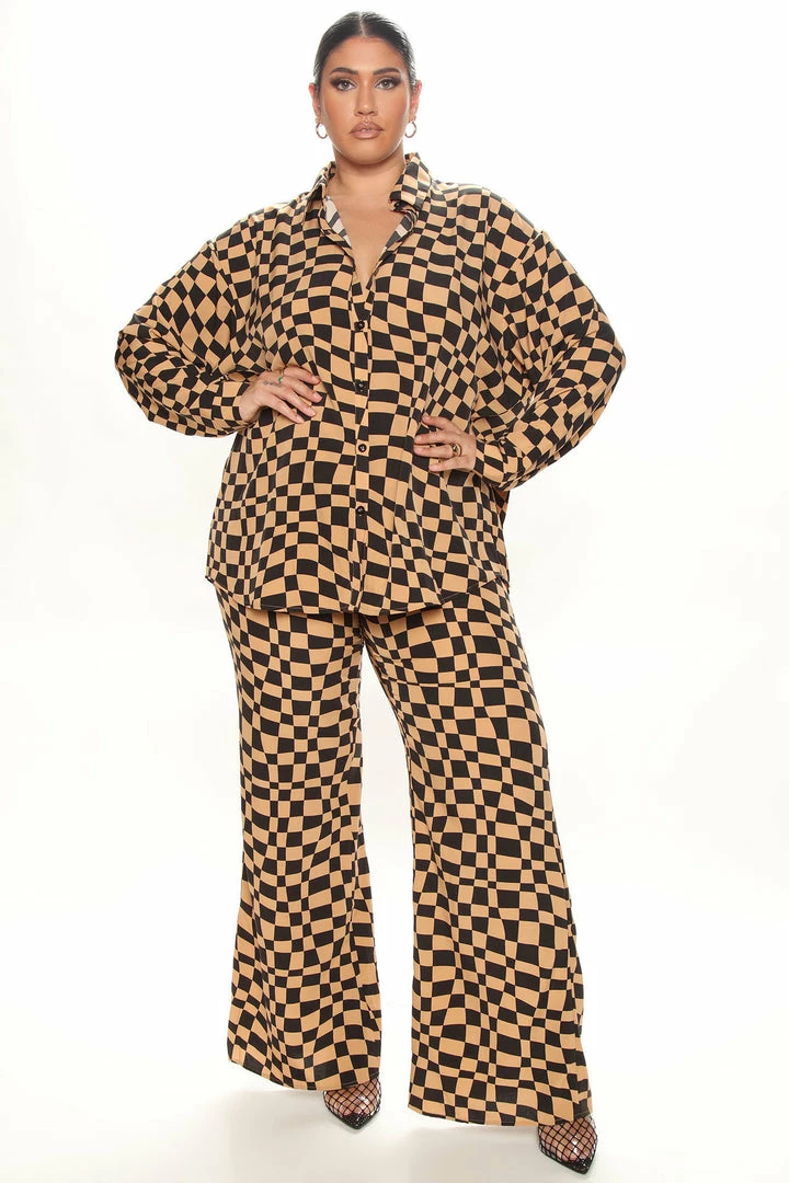 Fashion Nova Wide Leg Sets Checking You Out Pant Set - Black/combo