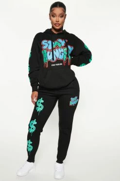 Fashion Nova Stay Hungry Graphic Hoodie - Black Matching Separates