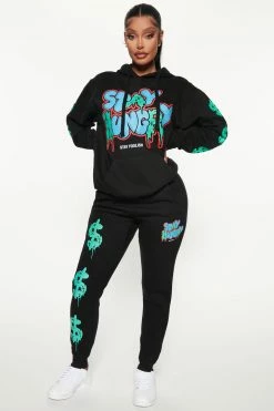 Fashion Nova Stay Hungry Graphic Jogger Pant - Black Matching Separates
