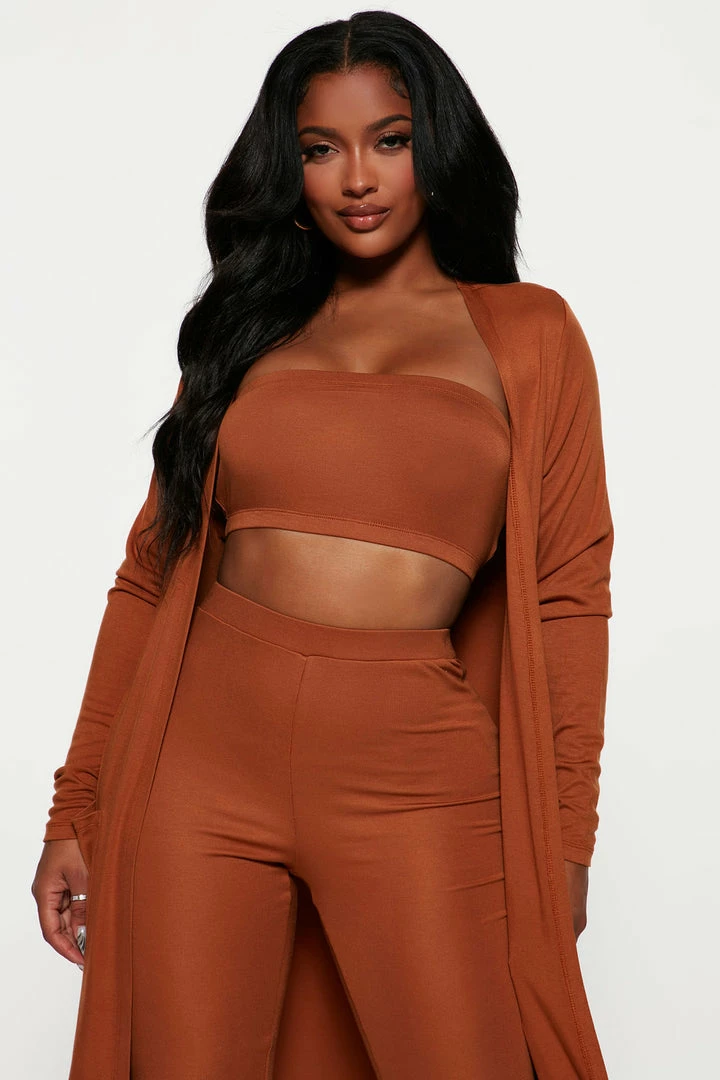 Fashion Nova Legging Sets Weekend Chic 3 Piece Legging Set - Camel