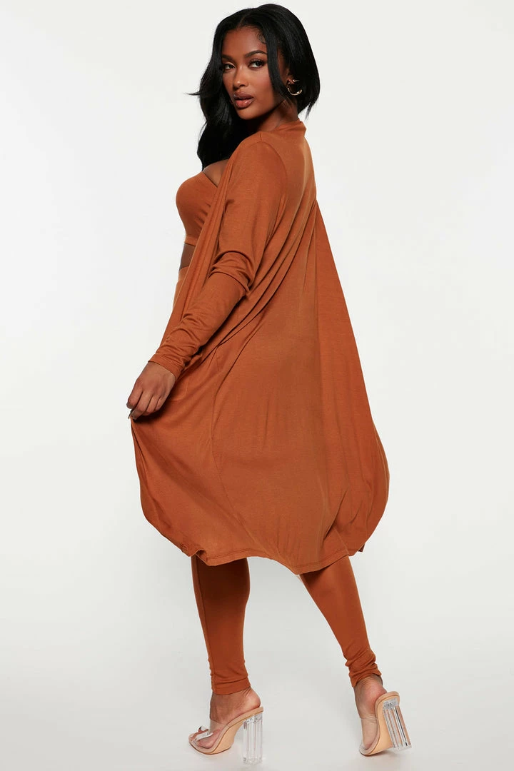 Fashion Nova Legging Sets Weekend Chic 3 Piece Legging Set - Camel