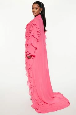 Fashion Nova All The Drama Ruffle Pant Set - Pink Wide Leg Sets