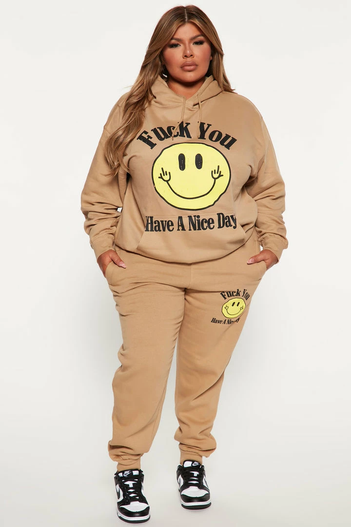 Fashion Nova Fuck You Have A Nice Day Jogger Pant - Taupe Matching Separates