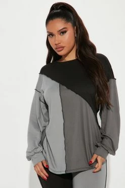 Fashion Nova Legging Sets No Drama Colorblock Legging Set - Grey/combo