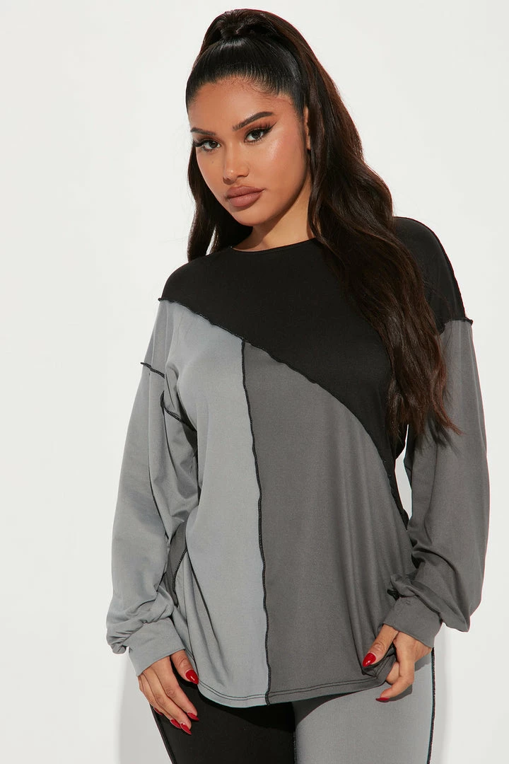 Fashion Nova Legging Sets No Drama Colorblock Legging Set - Grey/combo