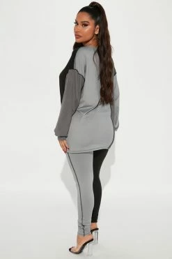 Fashion Nova Legging Sets No Drama Colorblock Legging Set - Grey/combo