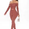 Fashion Nova Arriving Late Legging Set - Rust