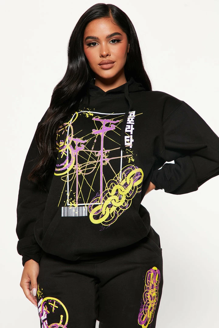 Fashion Nova Don't Forget Smile Hoodie - Black Matching Separates