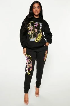 Fashion Nova Matching Separates Don't Forget To Smile Jogger Pant - Black