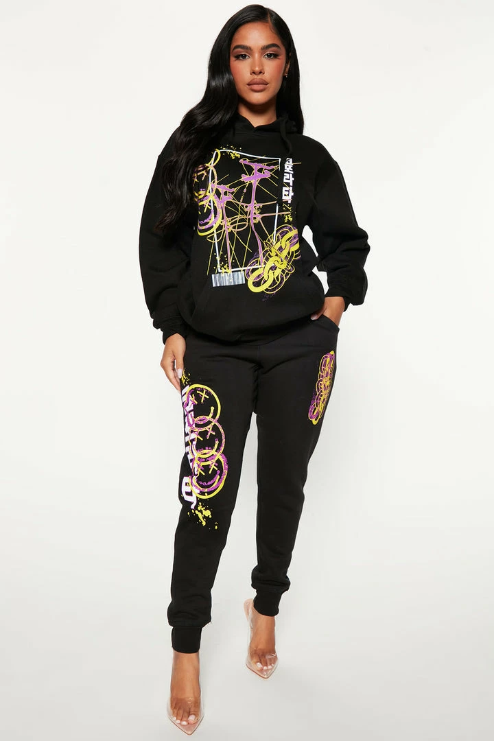 Fashion Nova Matching Separates Don't Forget To Smile Jogger Pant - Black