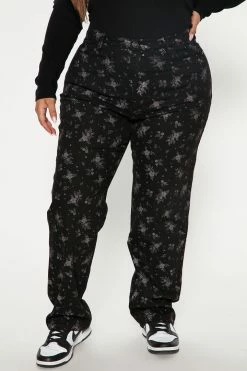 Fashion Nova Matching Separates Ditsy Floral Print Straight Leg Jeans - Black