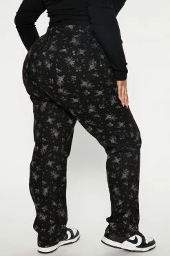 Fashion Nova Matching Separates Ditsy Floral Print Straight Leg Jeans - Black