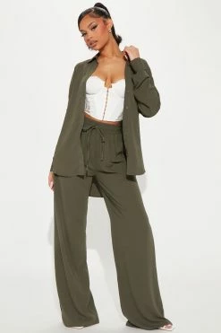 Fashion Nova Casual Days Pant Set - Olive Wide Leg Sets