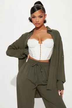 Fashion Nova Casual Days Pant Set - Olive Wide Leg Sets