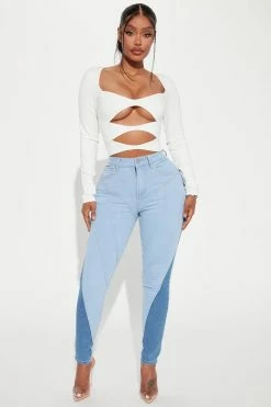 Fashion Nova Tres Chic Skinny Jeans - Light Blue