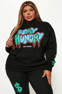 Fashion Nova Stay Hungry Graphic Hoodie - Black Matching Separates