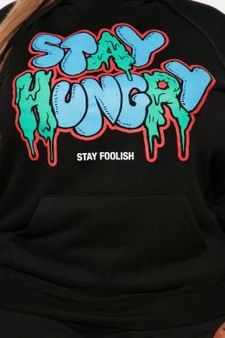 Fashion Nova Stay Hungry Graphic Hoodie - Black Matching Separates