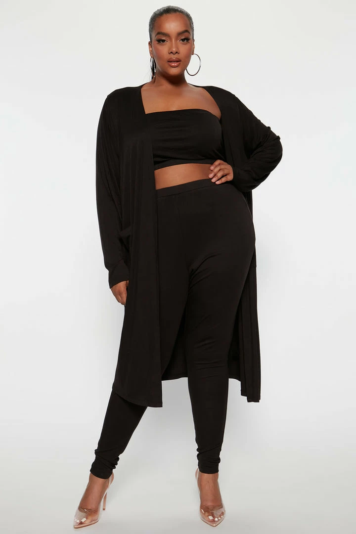 Fashion Nova Weekend Chic 3 Piece Legging Set - Black Legging Sets