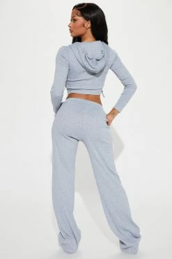 Fashion Nova Ready For The Weekend Pant Set - Heather Grey Wide Leg Sets