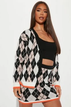 Fashion Nova Sweater Sets Serena Plaid Sweater Skirt Set - Black/combo