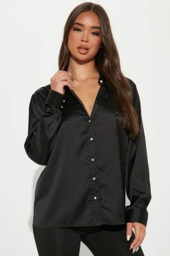 Fashion Nova Legging Sets Set The Mood Satin Legging Set - Black