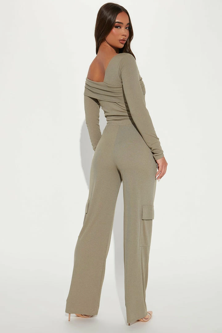 Fashion Nova Wide Leg Sets Bethany Pant Set - Olive