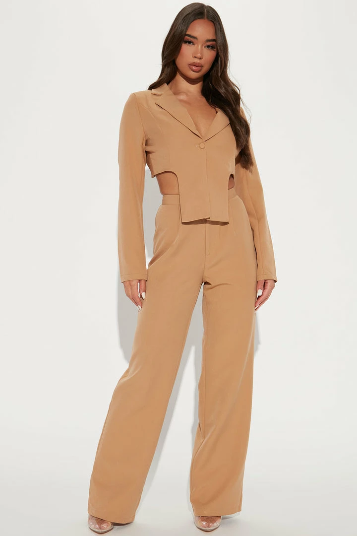 Fashion Nova Nayeli Blazer Pant Suit - Camel
