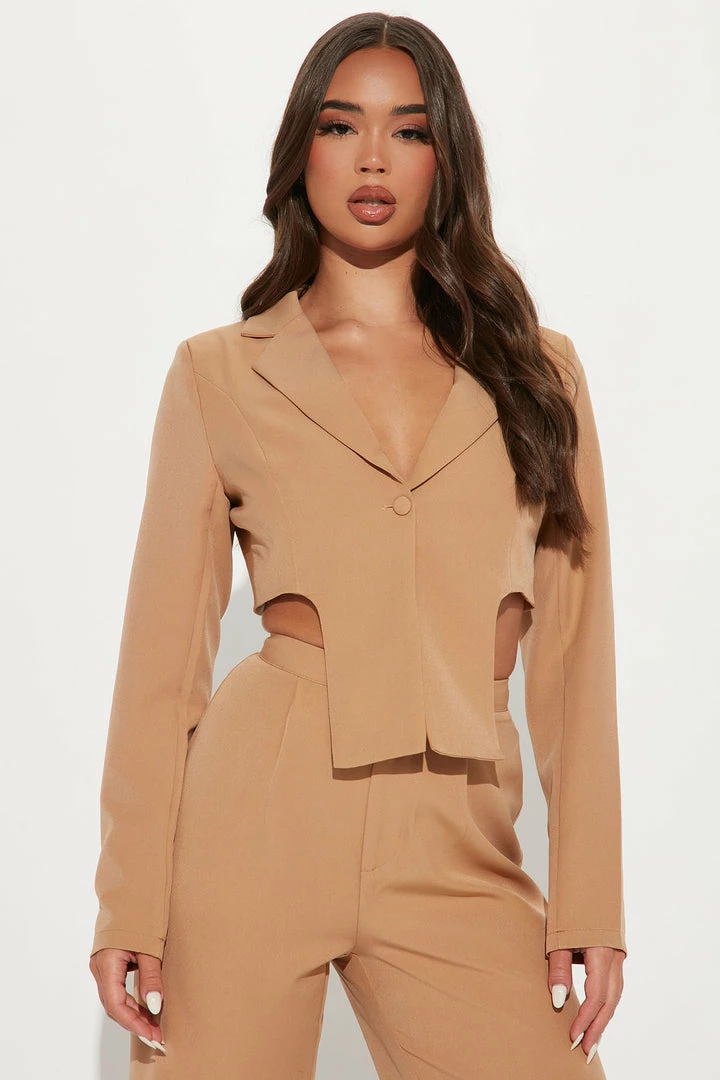 Fashion Nova Nayeli Blazer Pant Suit - Camel