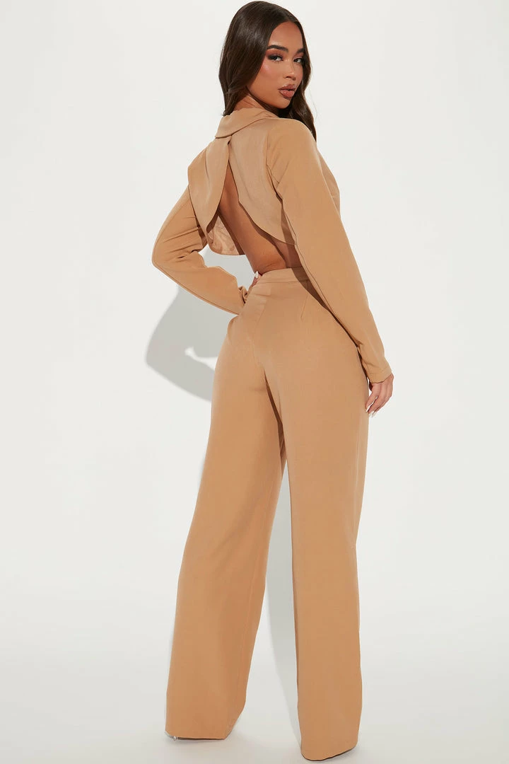 Fashion Nova Nayeli Blazer Pant Suit - Camel