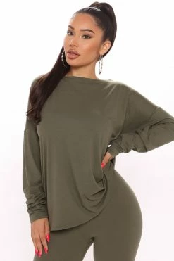 Fashion Nova Don't Get This Twisted Pant Set - Olive Legging Sets