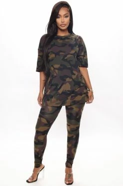 Fashion Nova Legging Sets Weekend Vibes Camo Legging Set - Brown/combo