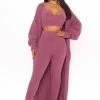 Fashion Nova Living In It 3 Piece Legging Set - Plum