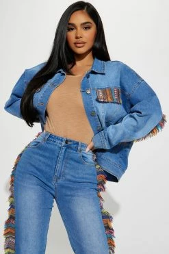 Fashion Nova Matching Separates Wanderlust Denim Jacket - Light Blue Wash