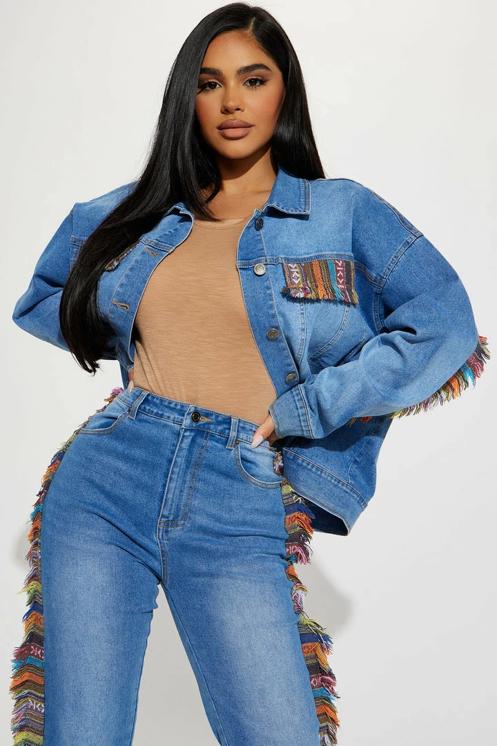 Fashion Nova Matching Separates Wanderlust Denim Jacket - Light Blue Wash