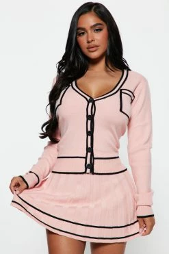 Fashion Nova Sweater Sets Hot Gossip Sweater Skirt Set - Pink