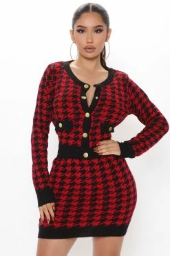 Fashion Nova Sweater Sets Madeline Sweater Skirt Set - Red/combo