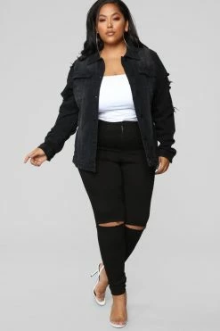 Fashion Nova Fashion Tour II Denim Jacket - Black