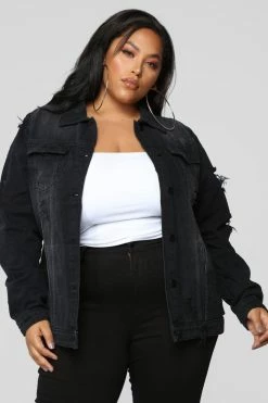 Fashion Nova Fashion Tour II Denim Jacket - Black