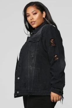 Fashion Nova Fashion Tour II Denim Jacket - Black