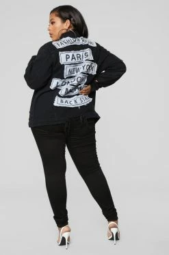 Fashion Nova Fashion Tour II Denim Jacket - Black