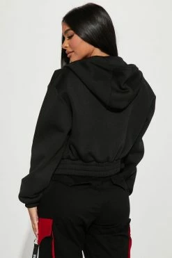 Fashion Nova Bulls Cropped Zip Hoodie - Black Matching Separates