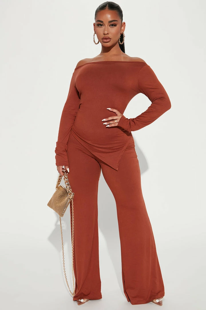 Fashion Nova Wide Leg Sets Another Chance Pant Set - Rust