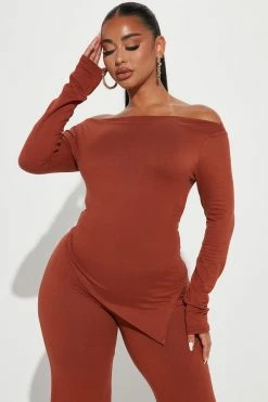 Fashion Nova Wide Leg Sets Another Chance Pant Set - Rust