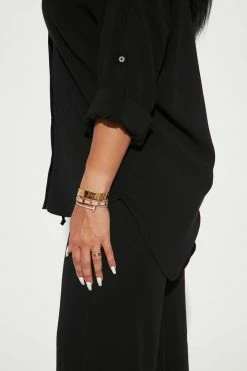 Fashion Nova Casual Days Pant Set - Black Wide Leg Sets