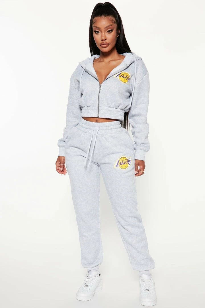 Fashion Nova Lakers Set Up Jogger - Heather Grey Matching Separates