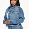 Fashion Nova Grommet Accent Denim Shacket - Medium Wash Matching Separates